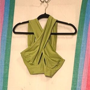 SHEIN Olive Green Cross-Back Crop Top